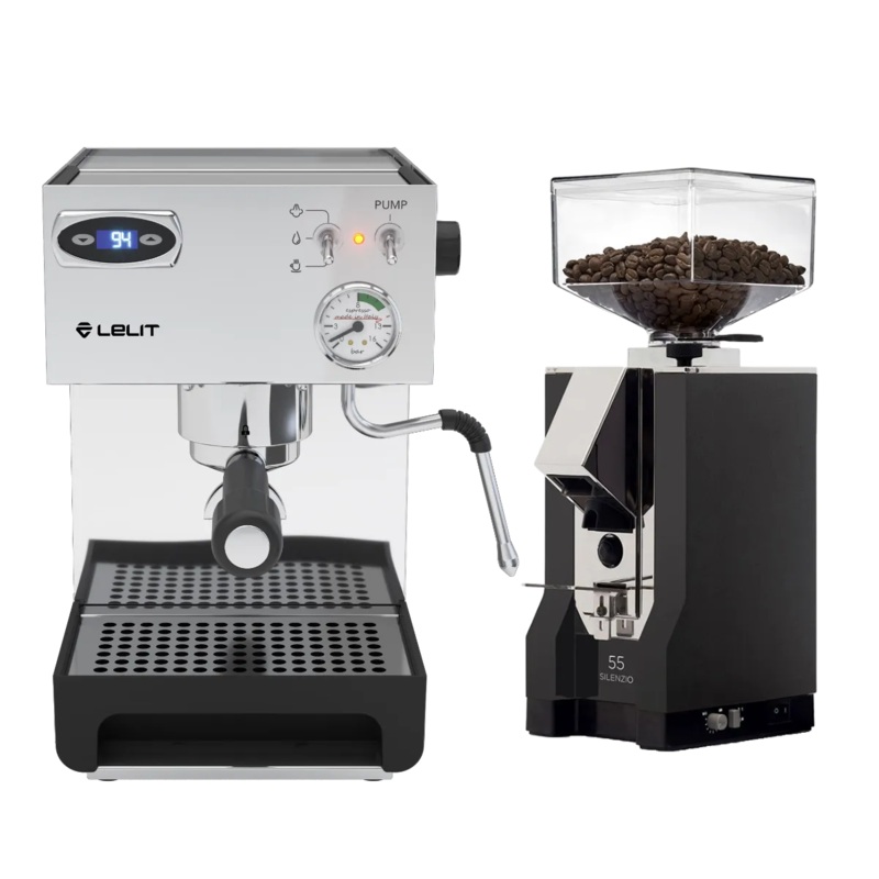 Lelit Anna 2 PL41TEM Espresso Machine with PID and Eureka Mignon Silenzio 55mm (Black) Bundle