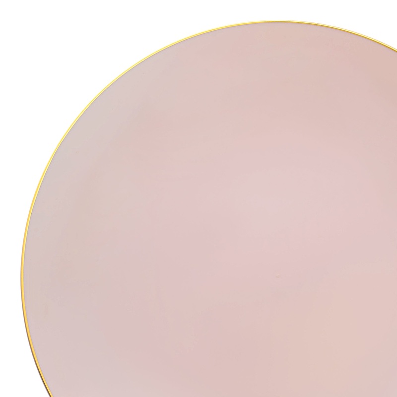 Pink with Gold Rim Organic Round Disposable Plastic Appetizer/Salad Plates (7.5″)