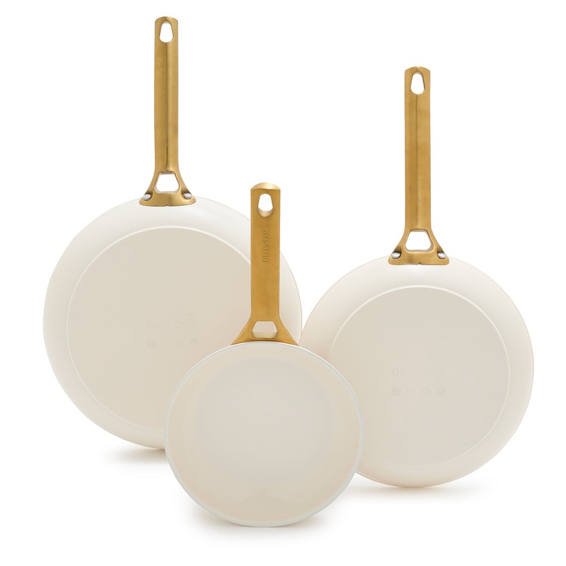 Reserve Ceramic Nonstick 8″, 10″ and 12″ Frypan Set | Cream