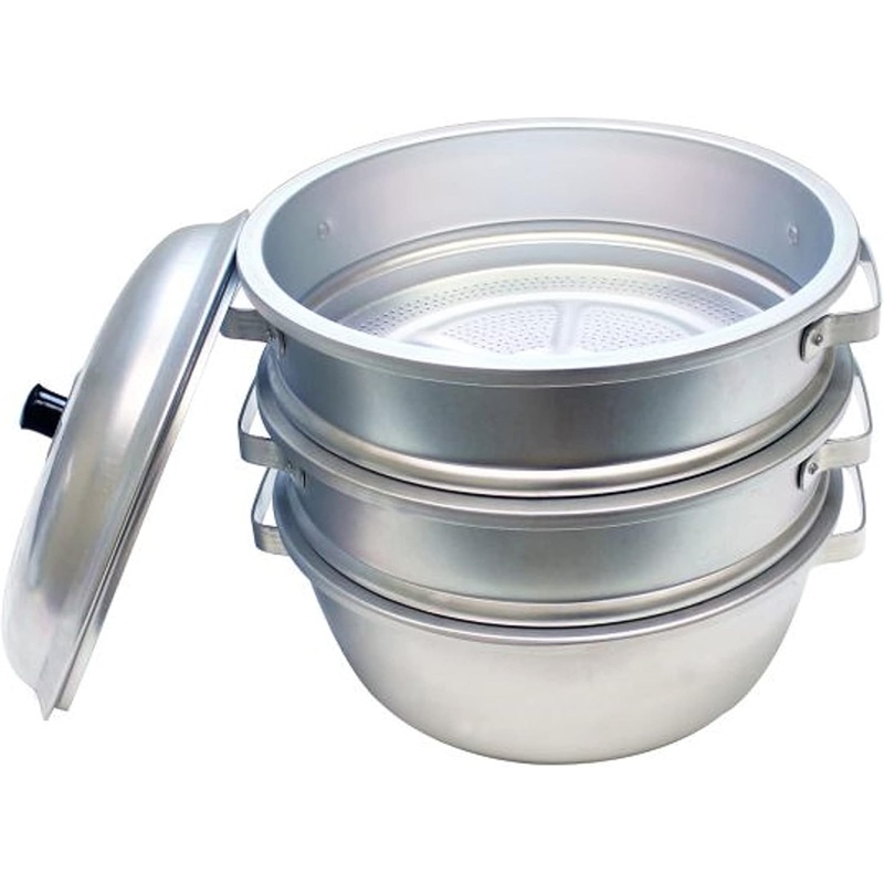 Aluminum 3 Tier Steamer Set 1/8 hole size – Steamer for Cooking Steamer Pot Food Steamer Steam Pots with Lid for Cooking Vegetables Seafood Soups Stews and Pasta