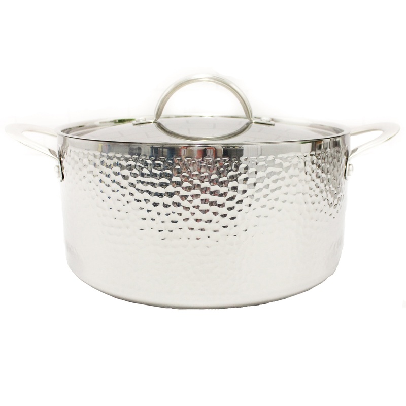 BergHOFF Vintage Tri-Ply 18/10 Stainless Steel 9.5″ Stockpot 5.75qt. with Lid, Hammered