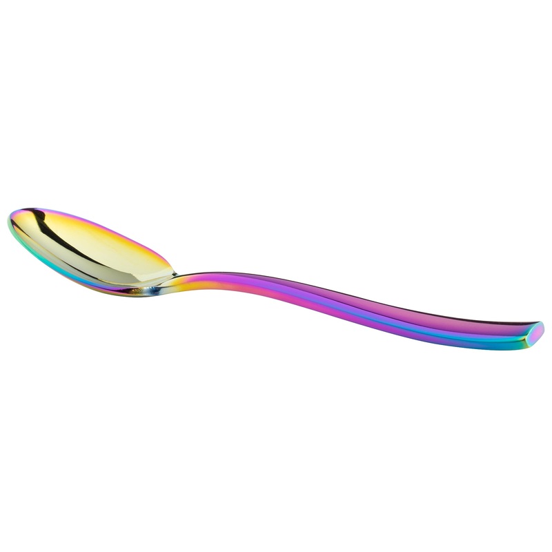 Bon Chef S3000RB Manhattan 6 1/2″ 18/10 Extra Heavy Weight Rainbow PVD Stainless Steel Teaspoon – 12/Pack