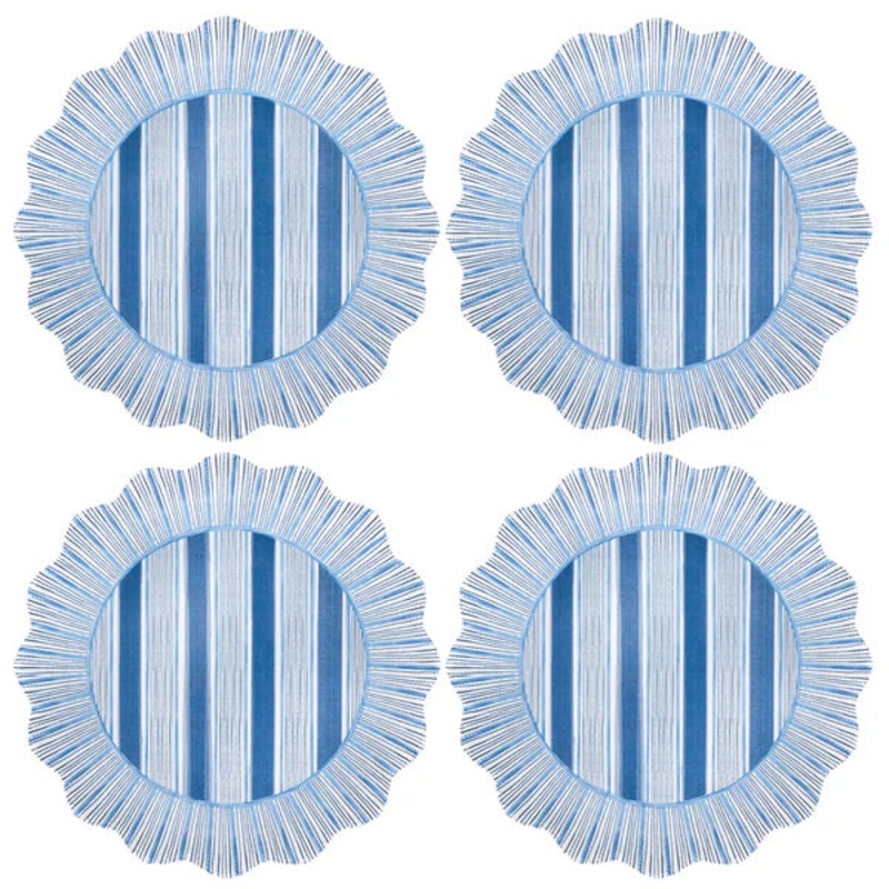 Juliska Cabana Stripe Melamine Dinner Plate Set/4 – Ocean