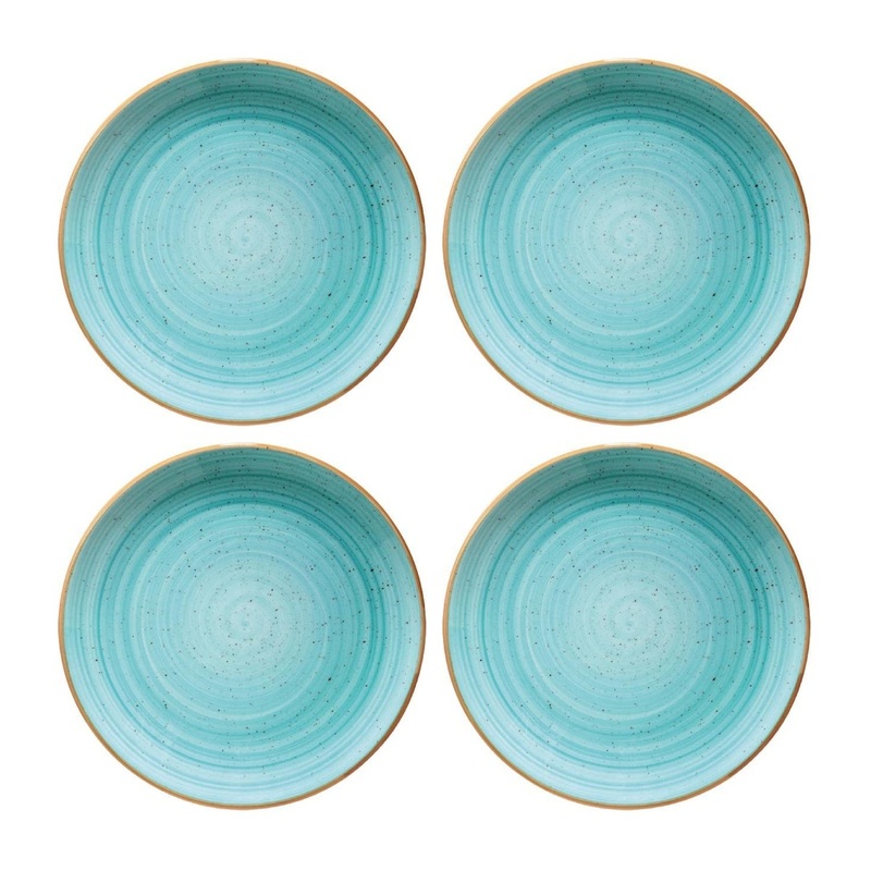 Aqua dia.8.25″ Round Blue Porcelain Plate (Set of 4)