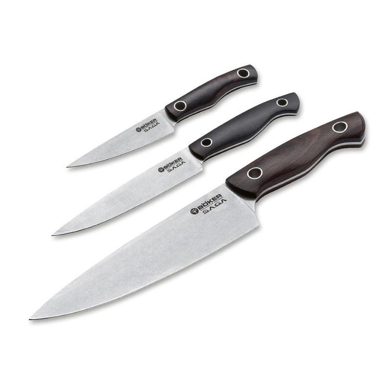 Boker Saga 3 Pc. Knife Set – Grenadill Wood