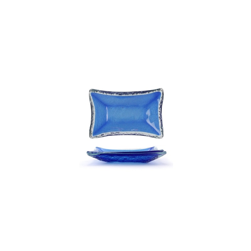 Glass Dinnerware 4.25″ x 2.5″ x h:0.5″ 1 oz. Rectangular Blue Glass Ramekin (Set of 6)