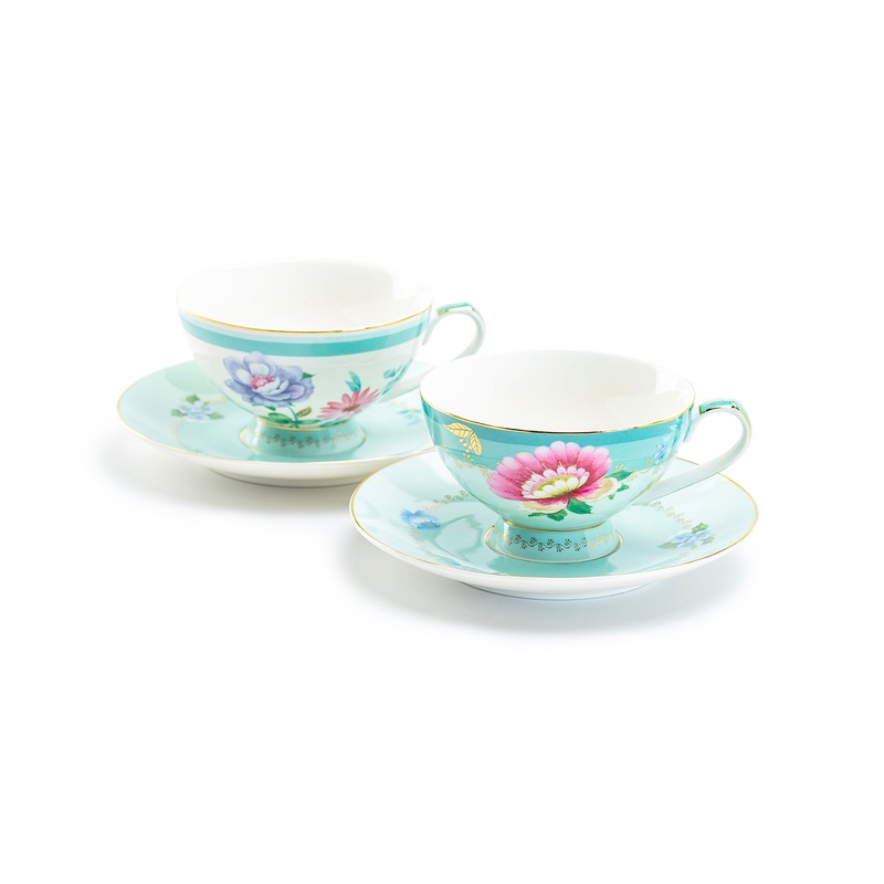 Mint Flower Garden Fine Porcelain Cup and Saucer Sets