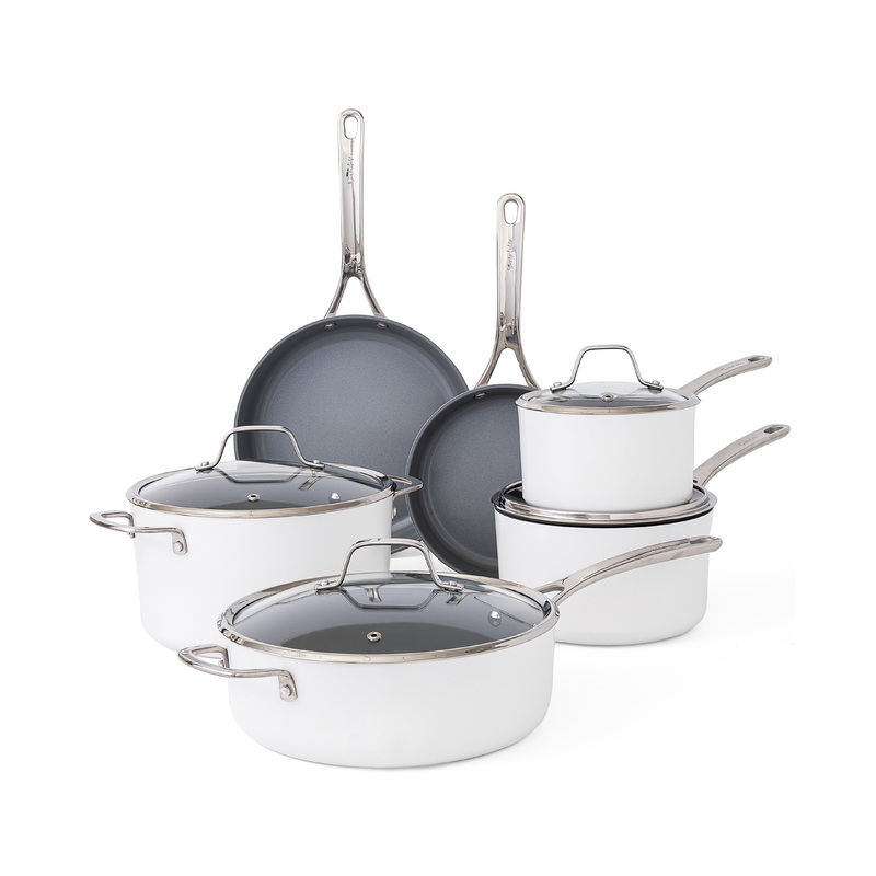 Sur La Table Angelie 10-Piece Enameled Aluminum Cookware Set w/ Premium Grey Ceramic Interior