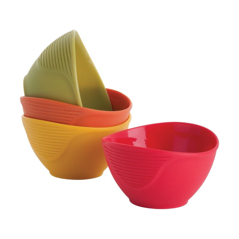 Trudeau Silicone Pinch Bowls, 3.5-Inch, Set of 4, Assorted Colors