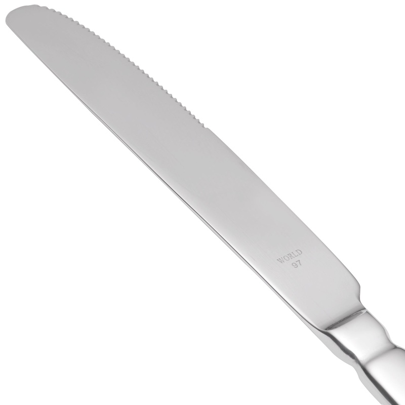 World Tableware 213 5501 Baguette 9 3/4″ 18/0 Stainless Steel Heavy Weight Serrated Solid Handle Dinner Knife – 12/Pack
