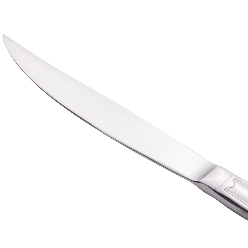 World Tableware 244 5762 Kings 8 7/8″ 18/0 Stainless Steel Heavy Weight Solid Handle Steak Knife with Fluted Blade – 12/Pack