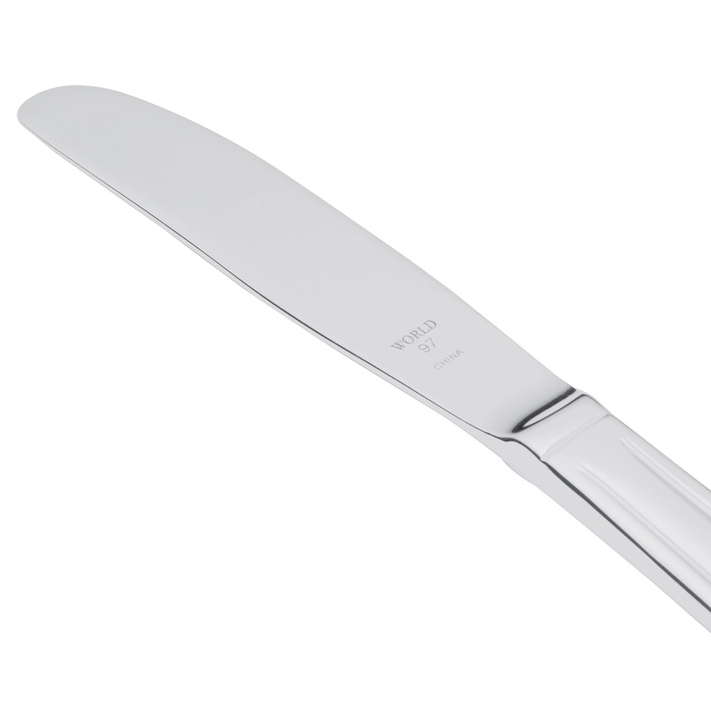 World Tableware 256 554 Cortland 7″ 18/0 Stainless Steel Heavy Weight Plain Solid Handle Bread and Butter Knife – 12/Pack