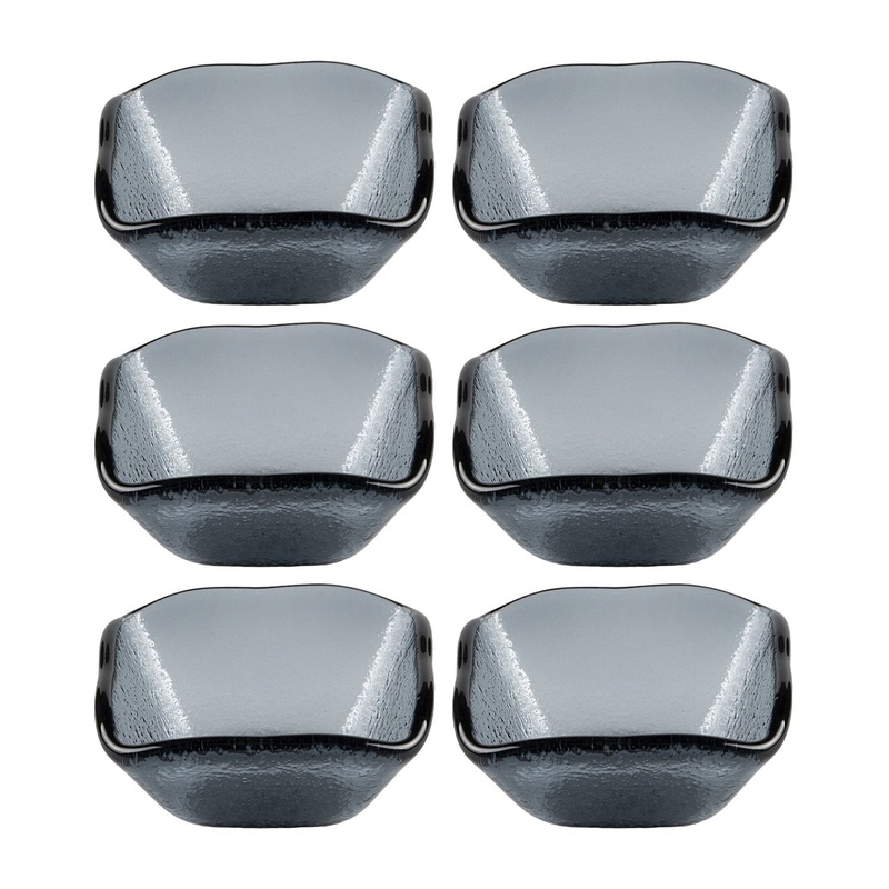 Glass Dinnerware 2.25″ x 2.25″ x h:1.5″ 2 oz. Square Charcoal Glass Ramekin (Set of 6)
