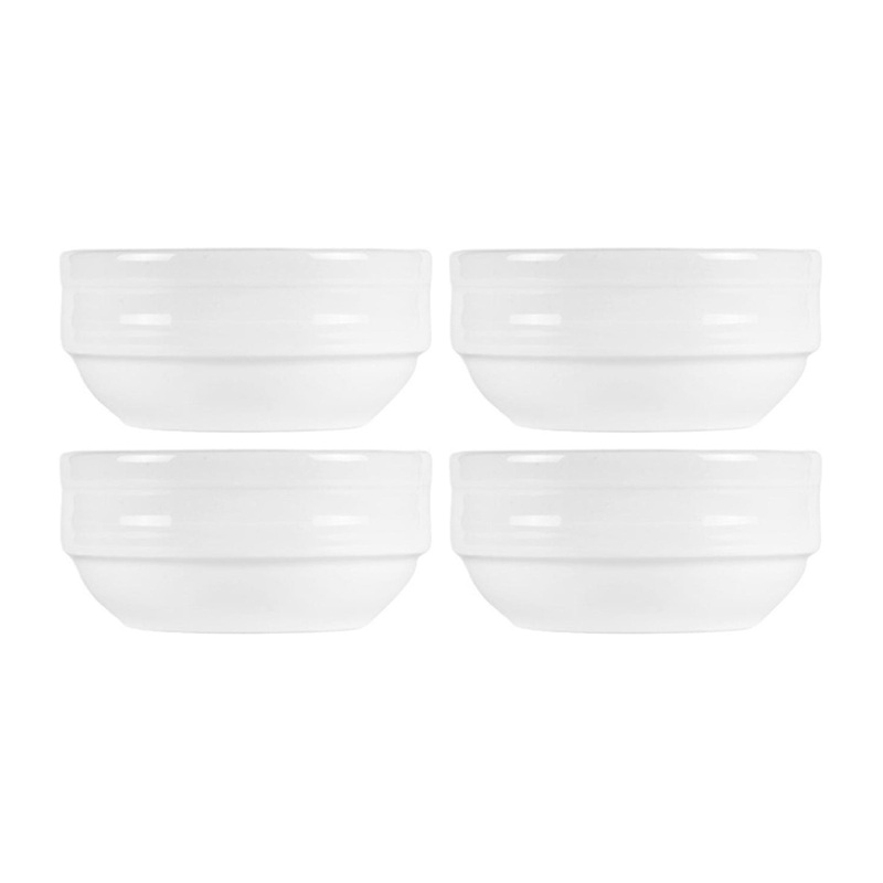 Porcelain Lizbon dia.4″ h:1.75″ 8 oz. Round White Porcelain Bowl (Set of 4)