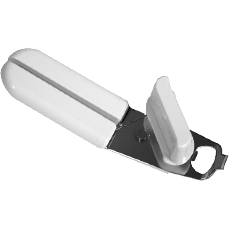 8″ x 2″ x 2-1/2″ Manual Can Opener Iron Plated with White Color Plastic Handle – Built-in Bottle Cap Remover Handheld Easy Turn Knob Manual Hand Held Can Opener