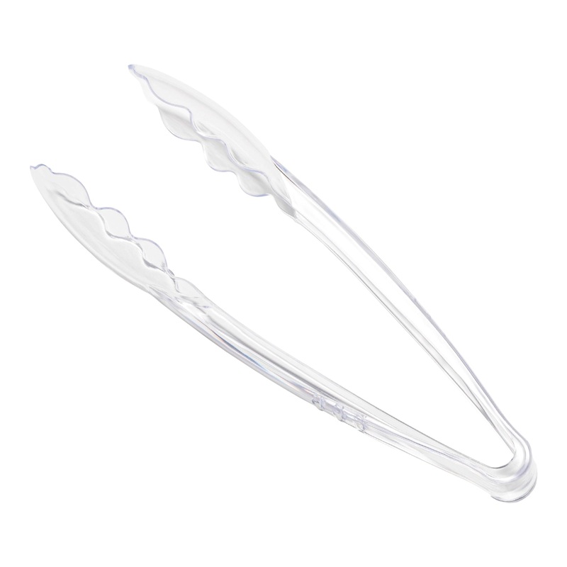 9″ Clear Disposable Plastic Serving Tongs