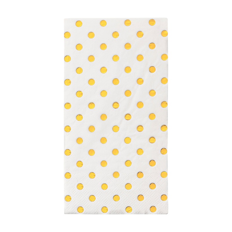White with Gold Dots Paper Dinner Napkins