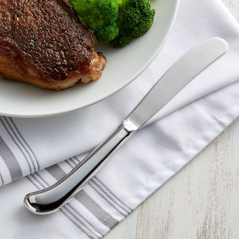 Acopa Midland 8 1/2″ 18/0 Stainless Steel Dinner Knife with Hollow Handle – 12/Pack