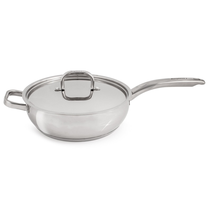 BergHOFF Belly Shape 18/10 Stainless Steel 9.5″ Deep Skillet with SS Lid, 3.2qt.