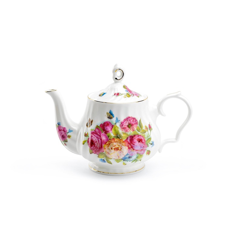 Sandra’s Rose with Butterflies Bone China Teapot