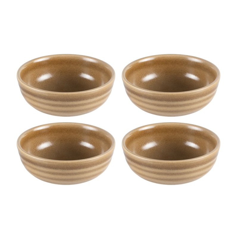 Terra Pott dia.5.75″ h:2″ 16 oz. Round Brown Porcelain Bowl (Set of 4)