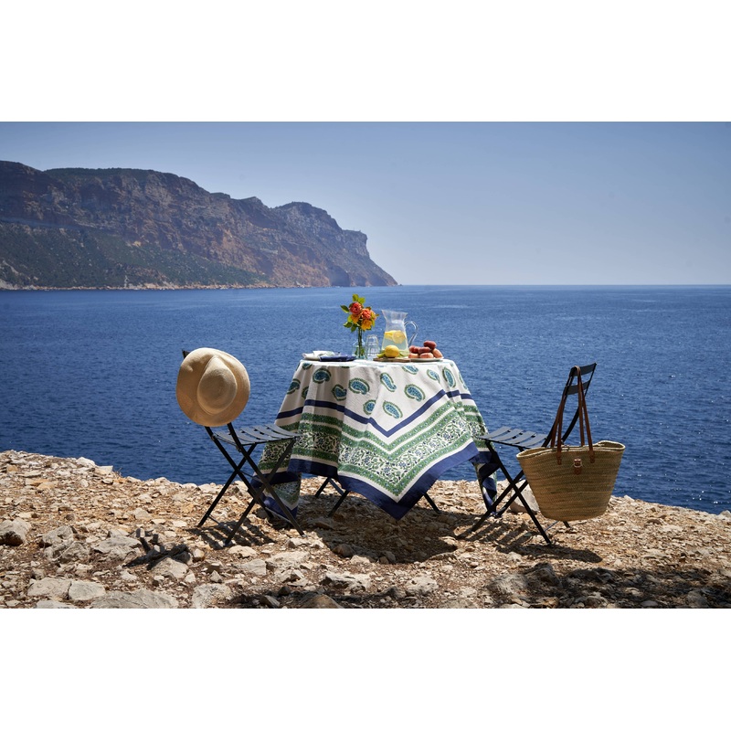 Couleur Nature Cassis Blue & Green Tablecloth