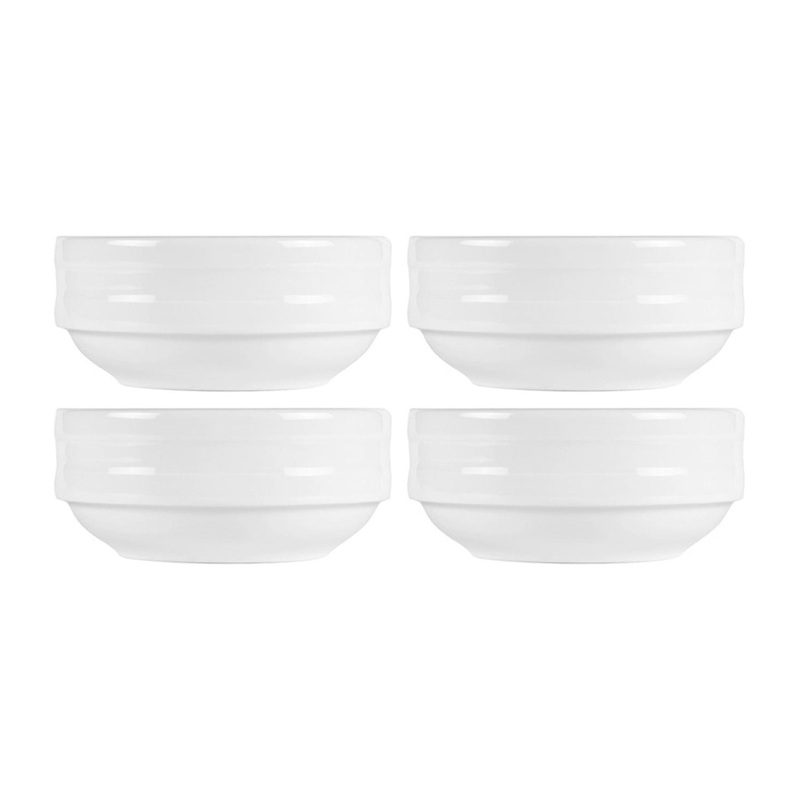 Porcelain Lizbon dia.4.75″ h:2″ 13 oz. Round White Porcelain Bowl (Set of 4)