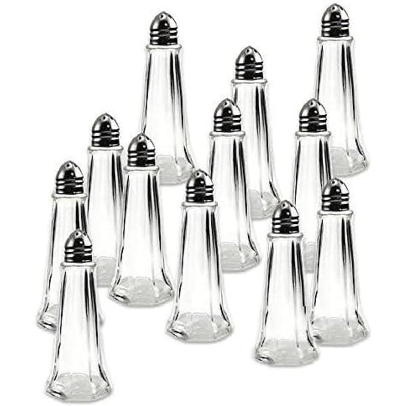 Tower Salt Pepper Shakers with Glass Body Stainless Steel Top – Salt Shaker Salt Pepper Shakers Glass Spice Jars Accessories for Wedding Party Restaurant Home Kitchen