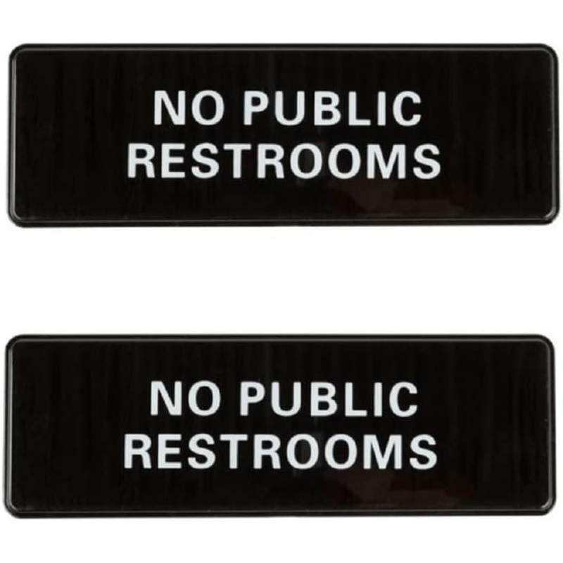 9″ x 3″ No Public Restrooms Sign with Easy Peel Self-Adhesive White on Black Color Set of 2- Door Sign Waterproof Self Adhesive Store Signs Indoor/Outdoor Warning Marker Home Business Use