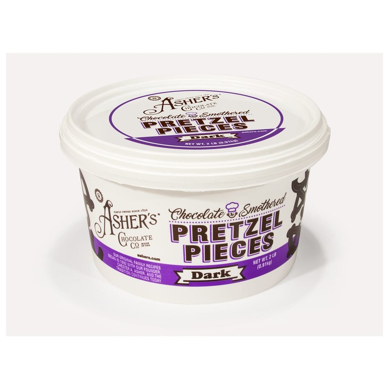Asher’s Dark Chocolate Smothered Pretzel Pieces  2 lb. Pail