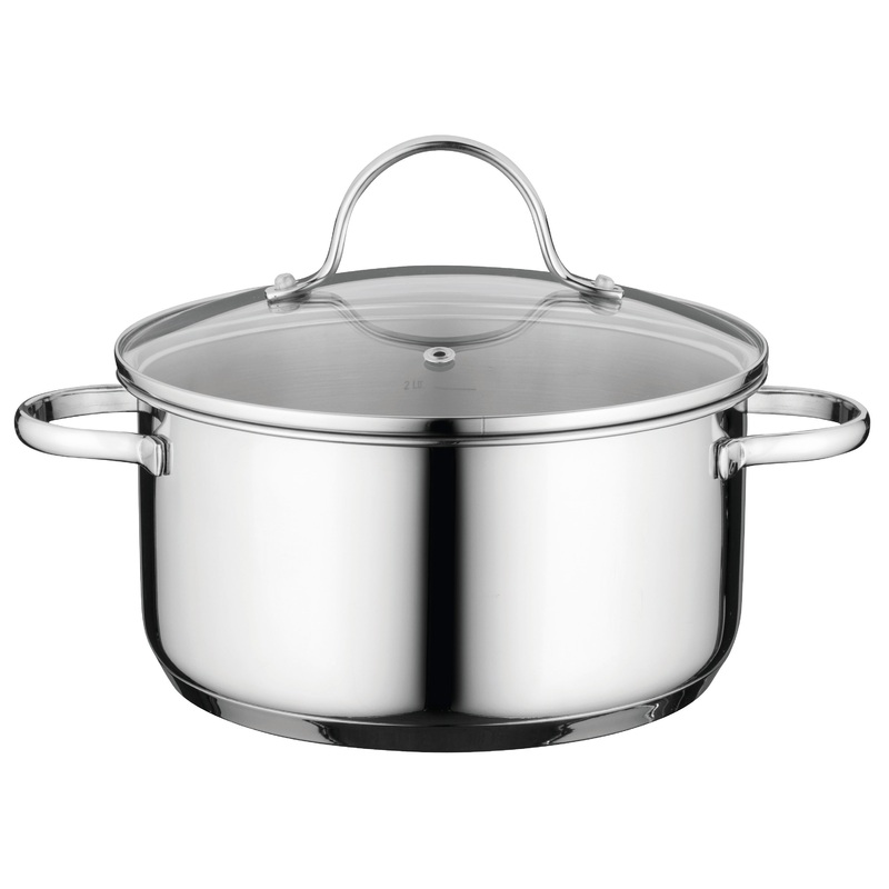 BergHOFF Comfort 18/10 Stainless Steel 7″ Stockpot 2.3Qt., Glass Lid