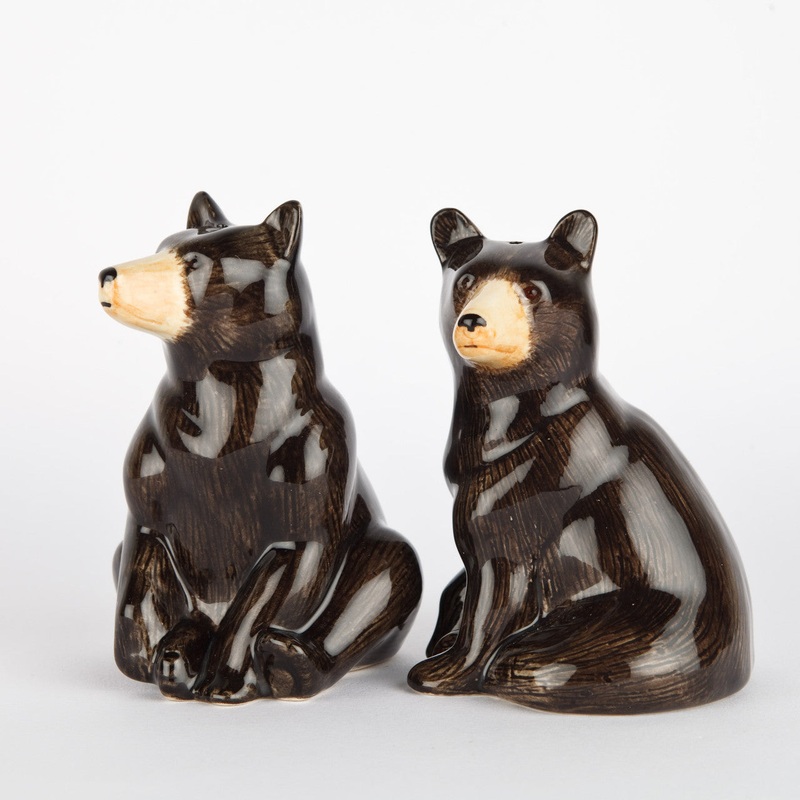 Quail Ceramics Black Bear Salt and Pepper