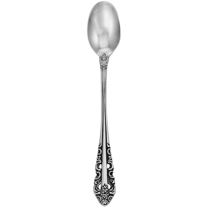 Walco 6804FS Classic Baroque 7 1/4″ 18/10 Stainless Steel Extra Heavy Weight Iced Tea Spoon with Fieldstone Finish – 12/Pack