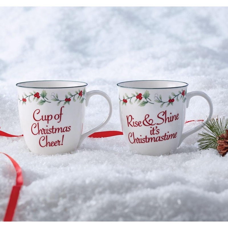 Winterberry Christmas Cheer Mugs, Set of 2