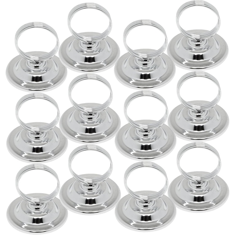 2-1/4″ Ring Style Table Sign Menu Holder Steel Wire Ring Nickel-Plated Base Set of 12- Table Number Holder Display Table Card Holders Stand for Centerpieces Reception Party Birthday