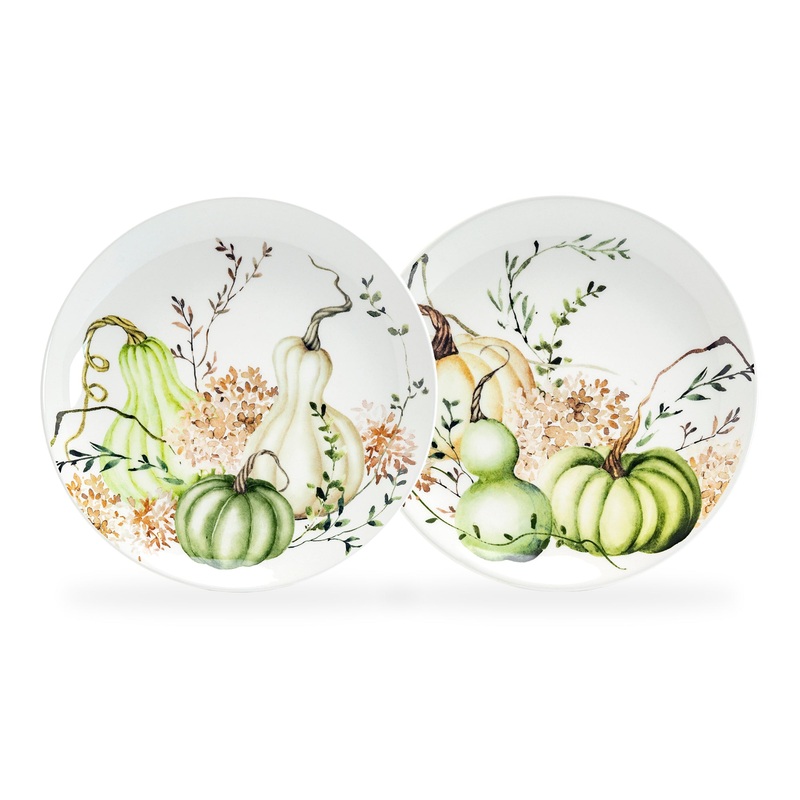 8.5″ Fall Pumpkins Green Harvest Salad/Dessert Plate
