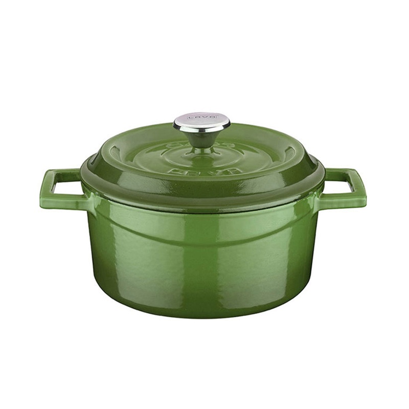 Cast Iron dia.5″ h:2.5″ 18 oz. Round Green Cast Iron Dutch Oven