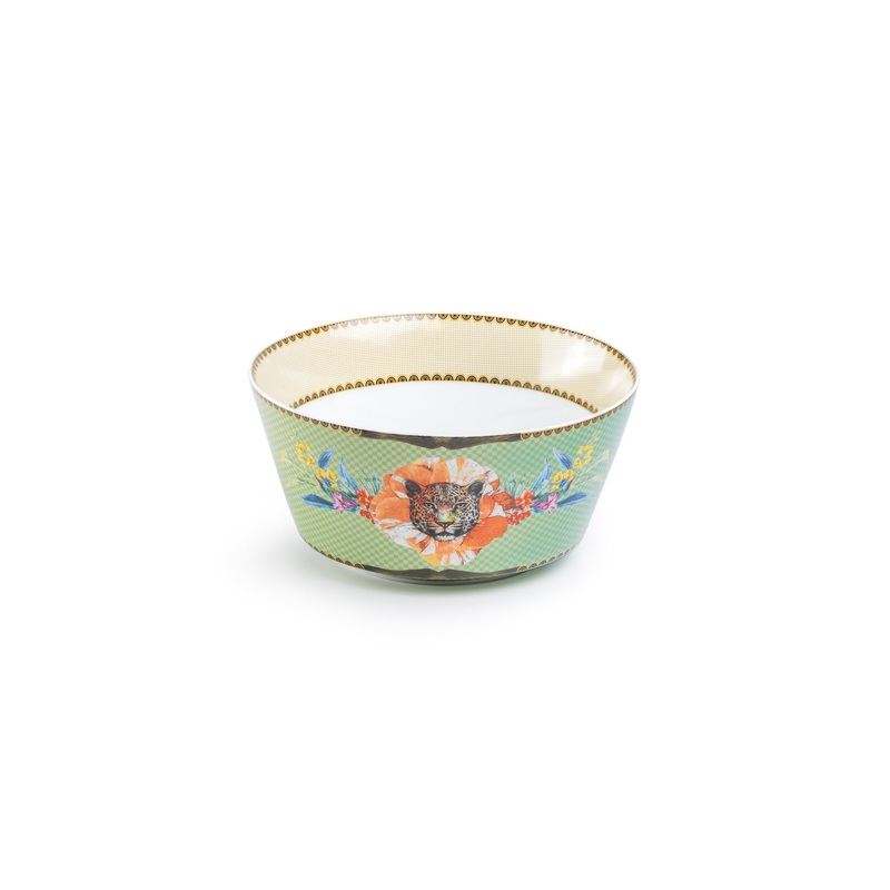 Summer Savanna Leopard Green Fine Porcelain Bowl