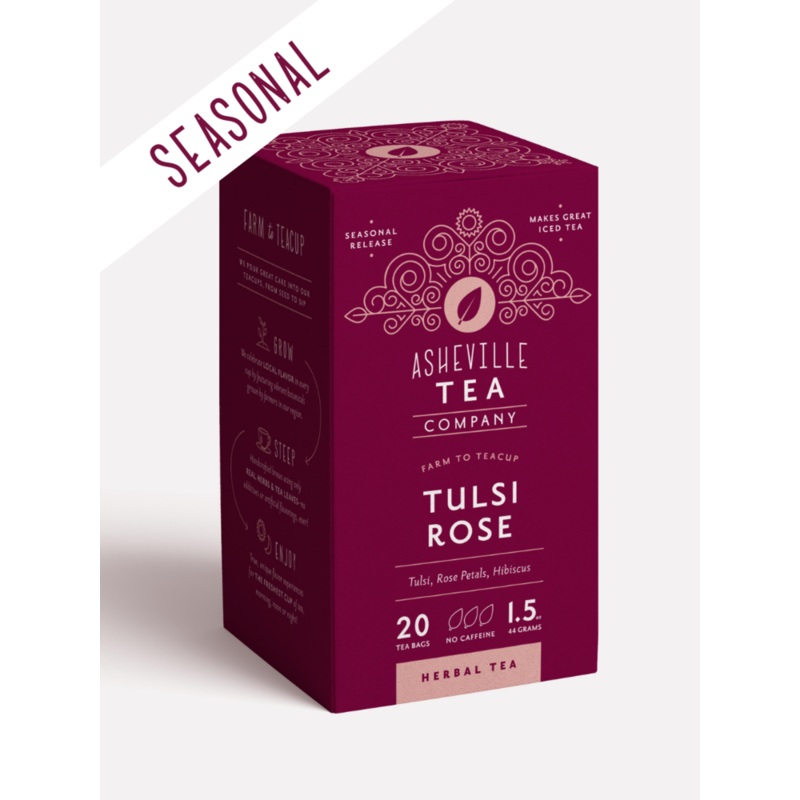 Asheville Tea Tulsi Rose Tea Box, 20 tea bags