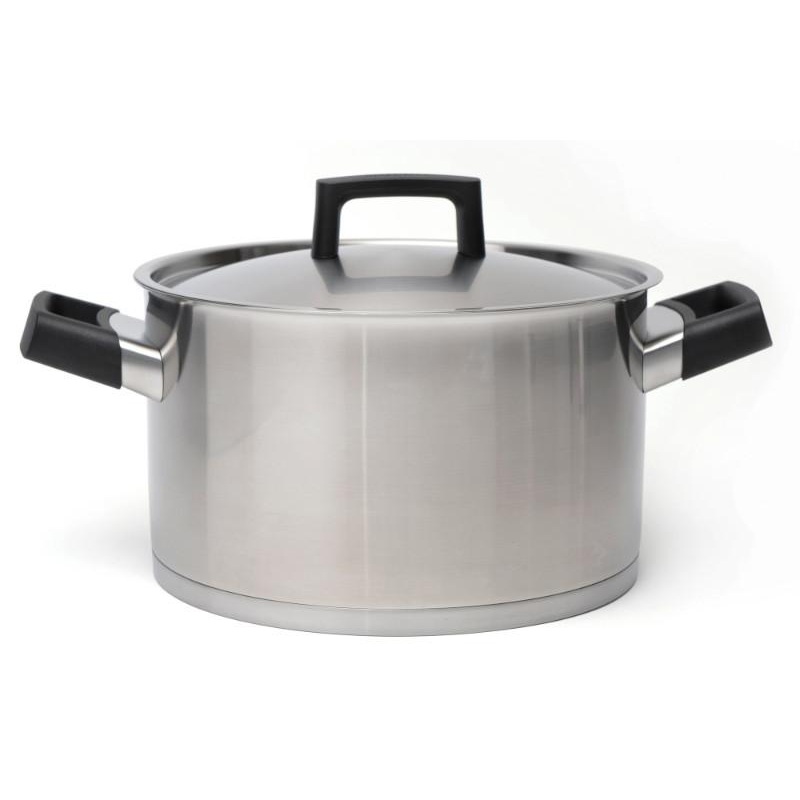 BergHOFF Ron 10″ 18/10 Stainless Steel Covered Stockpot 6.8Qt., Black Handles