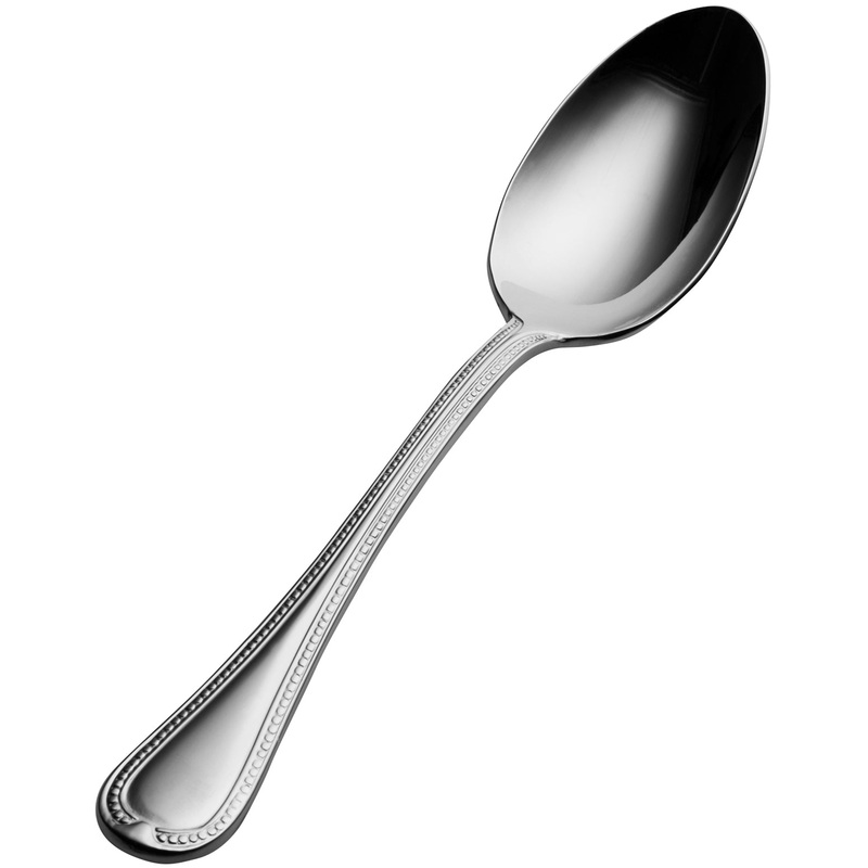 Bon Chef S703 Bolero 7 1/4″ 18/10 Extra Heavy Weight Stainless Steel Soup / Dessert Spoon – 12/Pack