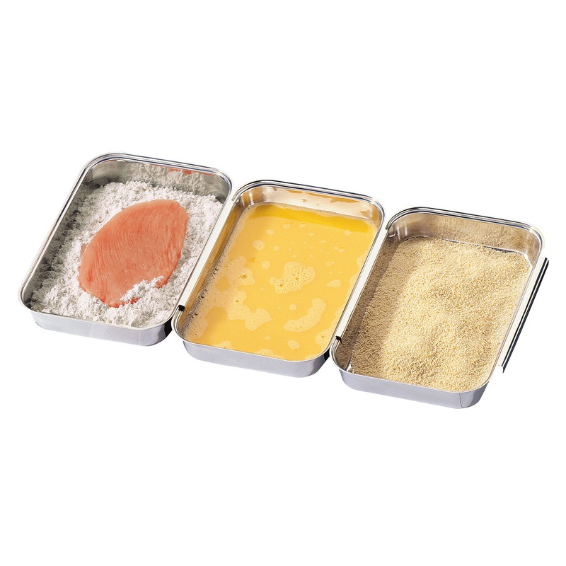 Kuchenprofi 3 Piece No Mess Breading Pan Set, Stainless Steel