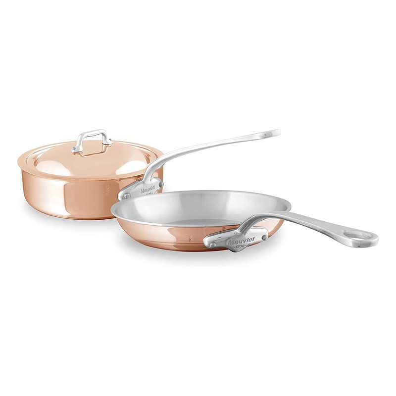 Mauviel M’Heritage M’6 S Induction Copper Saute Pan With Lid 3.2-qt and Frying Pan 10.24-in Bundle