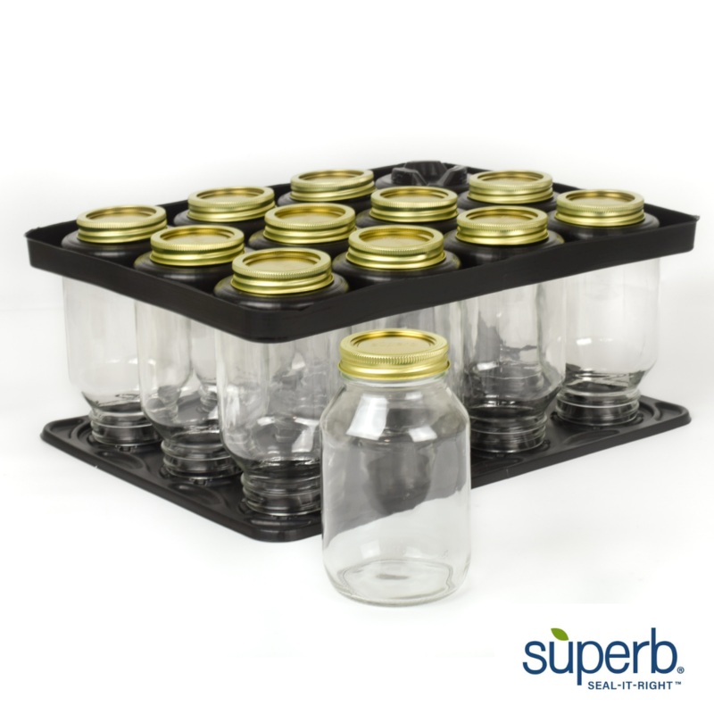 Regular Mouth Quart Mason Canning Jars  with Lids & Bands (12 count) by Superb