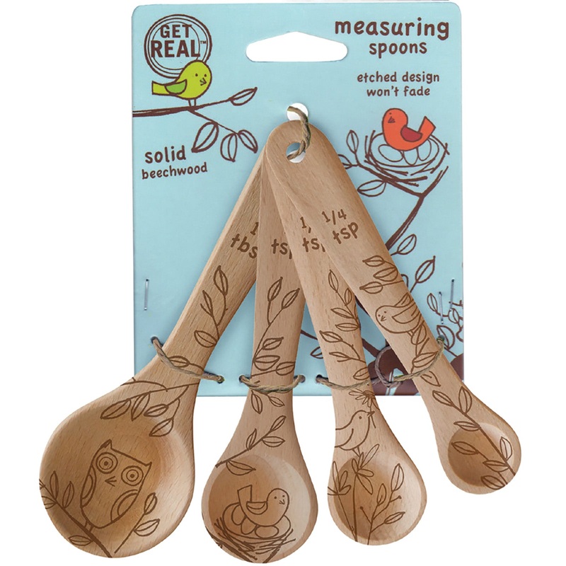 Talisman Designs Laser Etched Honey Bee Beechwood Measuring Spoons, Nature Collection, Set of 4