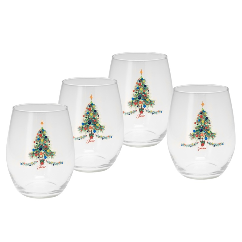 15 oz. Fiesta Christmas Tree Stemless Wine  Set of 4