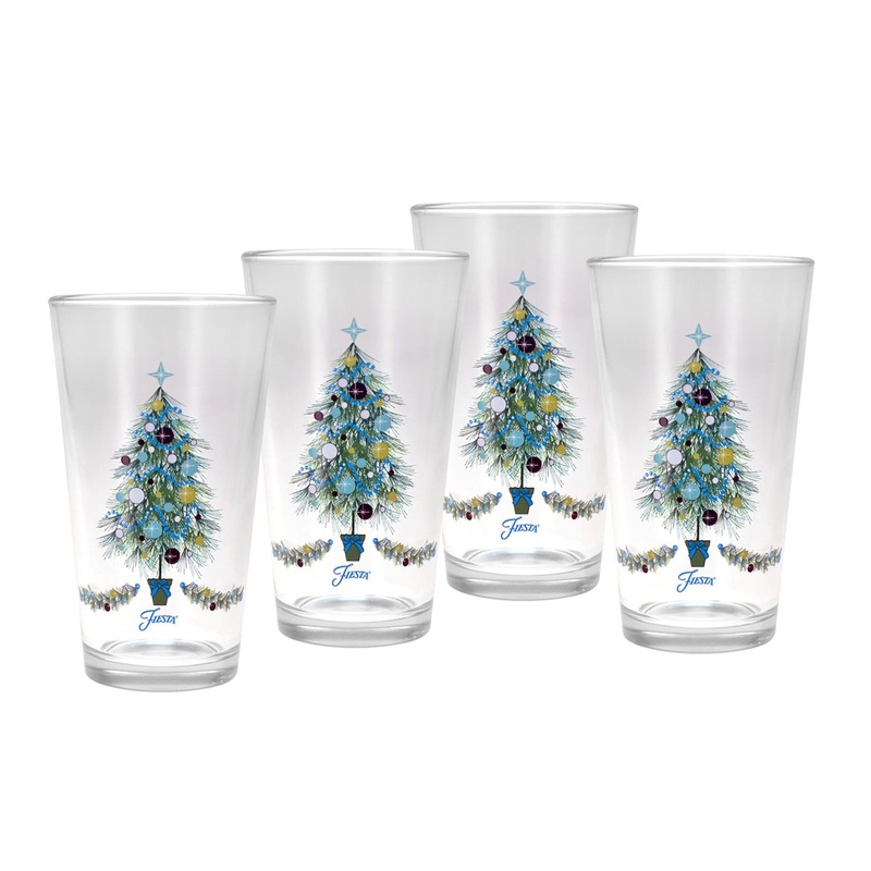 16 oz. Fiesta Blue Christmas Tree Cooler – Set of 4