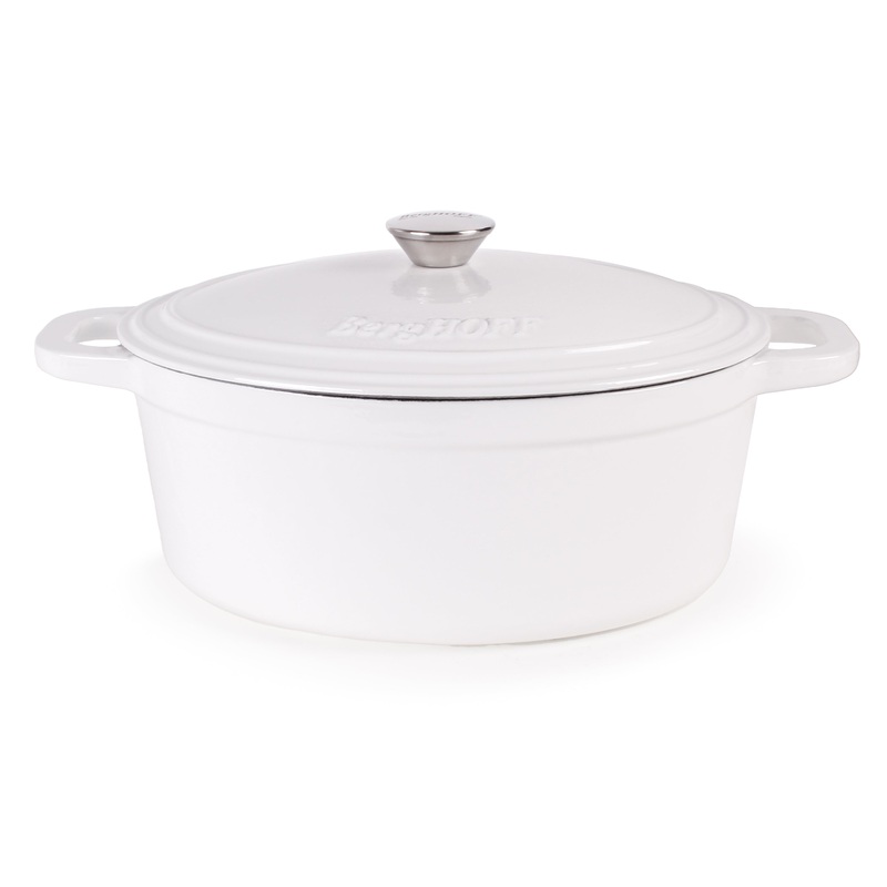 BergHOFF Neo Cast Iron 5qt. Oval Dutch Oven 11.5″ with Lid, White