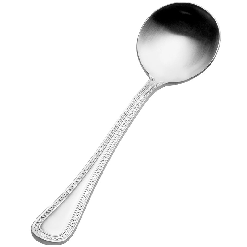 Bon Chef S1001 Sombrero 6 1/8″ 18/10 Stainless Steel Extra Heavy Bouillon Spoon – 12/Pack