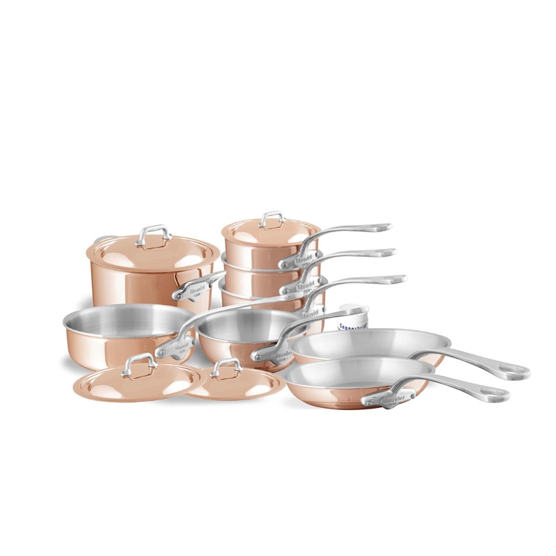 Mauviel M’Heritage M’6 S 12-Piece Induction Copper Cookware Set With Cast Stainless Steel Handles